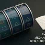 Rzędy abstrakcyjnych bębnów automatów w neutralnym oświetleniu